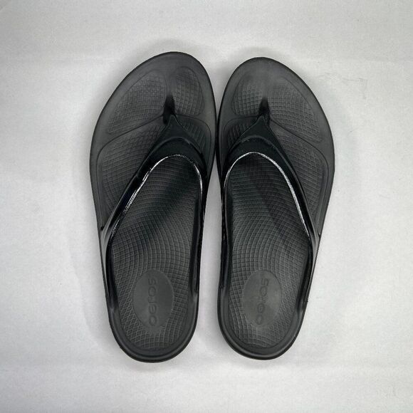 Oofos OOlala Sandals Women's Size 8 Black Recovery Running Toe Post Flip Flops - Picture 6 of 9